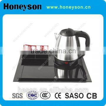 B-K02 Hotel amenity staInless steel 1.2litre Electric tea Kettle with Tray set