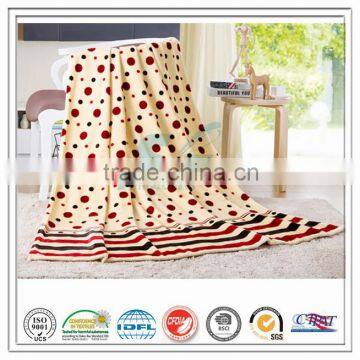 super soft bedding set 100% polyester circle dot strip printed coral fleece for hospital home hotel velvet blanket