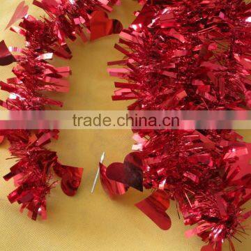 PET Wire Wide Strip and Red Hearts Plastic Valentine's Day Garland photo-2