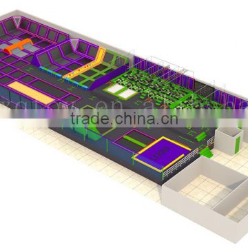 1000 sq commercial indoor trampoline park/Factory price amusement trampoline for kids and adults