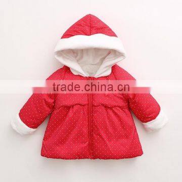 hot sale european kids cute spot fleece thick hoodie coat