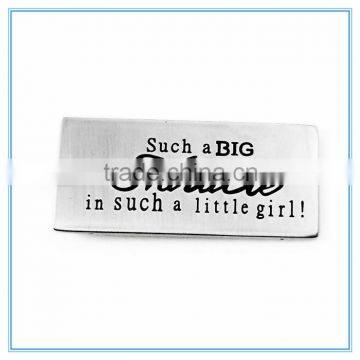 Stainless Steel Big Miracle Little Girl Tag Pendant Necklace