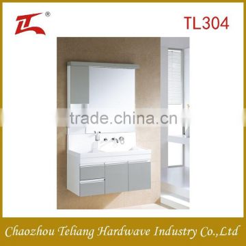 Double basin modern bathroom vanity mirror stainless steel aluminum cabinet with LED light