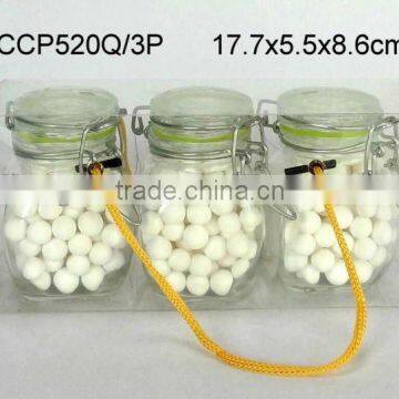 CCP520Q/3P small glass spice jar full with ceramic ball