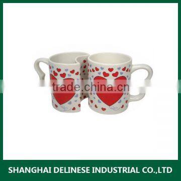 wholesale ceramic valentine red hearts coffee mug