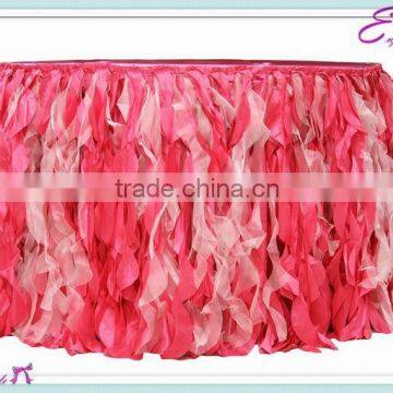 YHK#47 curly table skirt - polyester banquet wedding wholesale chair cover sash table cloth skirt linen