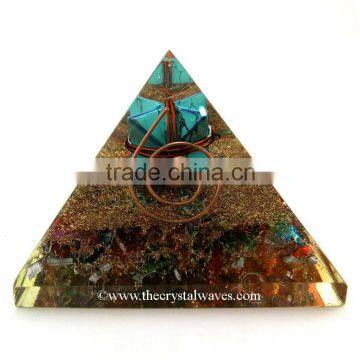 Chakra Orgone Pyramids With Copper Wrapped Turquoise Merkaba