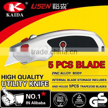 5 PCS Auto Loading Trapezoid blade Zinc alloy Utility Knife