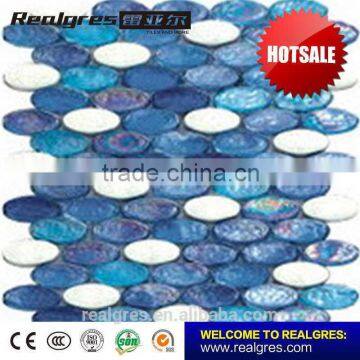 2015 made in china nice design glass swimming pool round mosaic tile