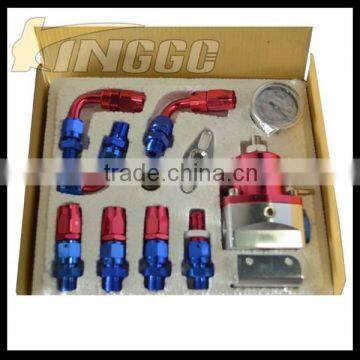 Auto Universal Adjustable Aluminum Fuel Pressure Regulator Kit With Hose Line Kits&Fittings&Gauge