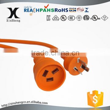 Australian standard transparent male to male electric extension cord with 240V Socket