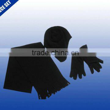 Oversize children knit fleece set scarf hat gloves for winter