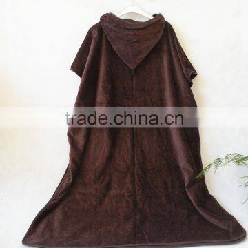 Pure color cotton material poncho towel for holiday gift hooded towel