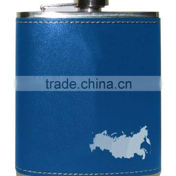 2015 Fashion Stainless Steel Hip Flask Silk Screen With A Map Picture