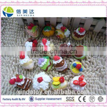 Mini fruit cake food keychain plush toy