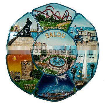 porcelain wholesale souvenir 3D plate Spain. Salou Attractions (Diameter 20 cm)