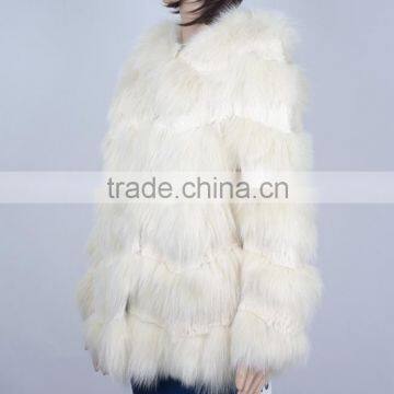 Fashion Rabbit Fox Fur Coat From China Women White Fox Fur Coats KZ150103 photo-3