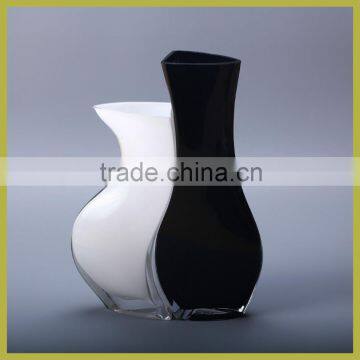 Decorative Black and White Glass Vase for Wedding Vase