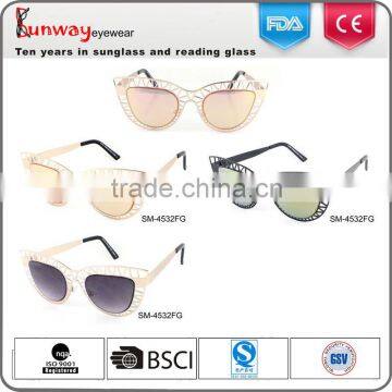 SM-4532FG Wholesale Sunglasses 2016 Popular Fashion Cat Eye Metal Sunglasses Hot Supplier's Choice
