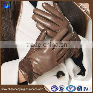 Elegant custom made fashion women sheepskin leather wrist gloves