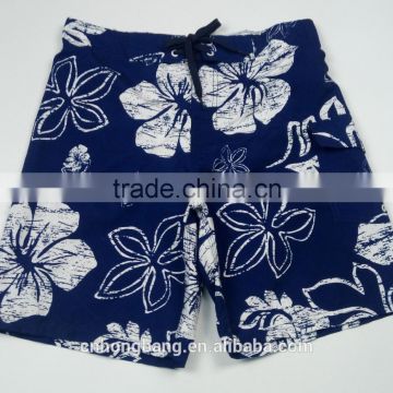 board shorts elastic waist band with big flower printing fabric