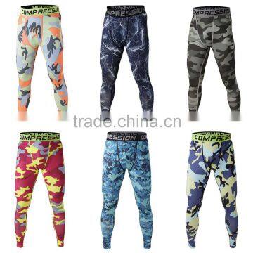 Wholesale Running camo Base Layer fitness jogging Trousers compression tights long pants sport training leggings mens gym wear