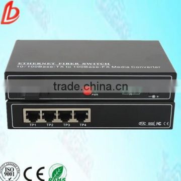 High quality Ethernet fiber optical transceiver 100m 1SFP port 4 RJ45 port fiber optic media converter