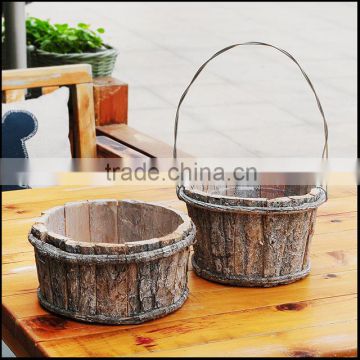 round birch bark baskets pot