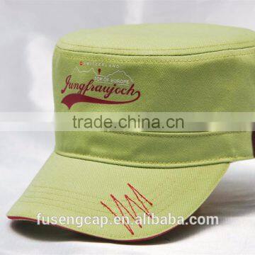 custom embroidered cotton military hat flat top hat with sandwich visor