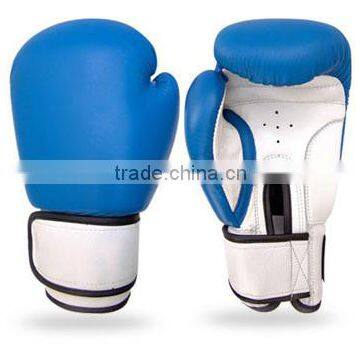 Blue white Leather Boxing Gloves