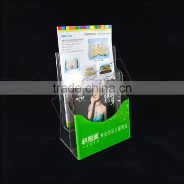 Factory suppy 3 tiers clear acrylic wall mount brochure holder