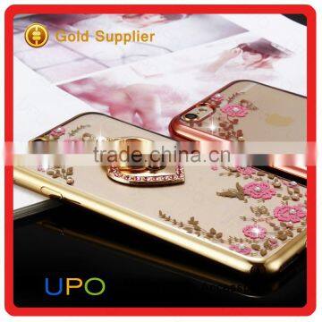 [UPO] New Design 2 in 1 Clear Electroplated TPU Shockproof Diamond Ring Holder Phone Case for IPhone 6s photo-5