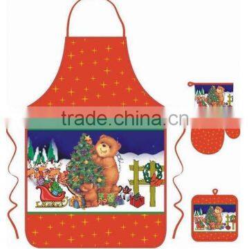 Christmas printed kitchen apron set with pot holder and oven mitts china suppliers