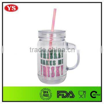 Hot Sale Cheap 20 oz Double Wall Mason Jar for Beverage With Handle
