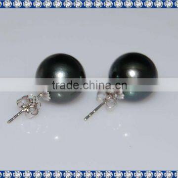 Natural Black Tahiti Pearl Stud Earrings CER159