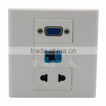 VGA, cat6 rj45, 2 ports AC power wall plate support customization