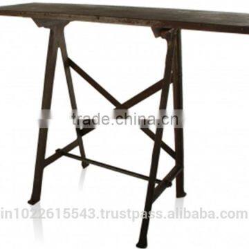 Industrial Wood & Metal Console Table antique wood console tables