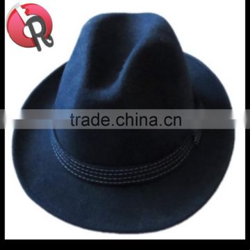 NEW style black wool felt Mens fedora hat short brim