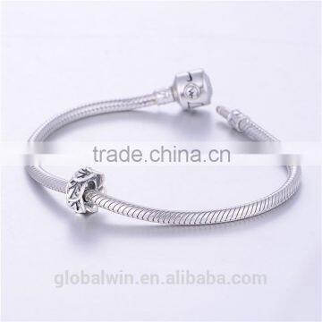 Custom 925 Silver Bead DIY Sterling Silver Charm Wholesale Gracefully Slidable Silver Bead Fit for Woman Bracelet T046 photo-2