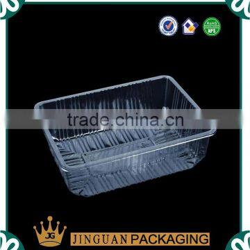 Disposable transparent plastic food tray