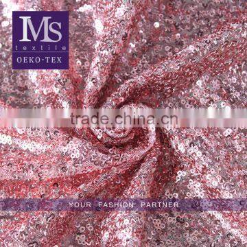 2016 OEM promotional rose pink color bridal sequin swiss lace fabric wholesale