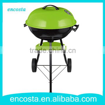 Oval Green Portable Charcoal bbq Grill Metal With Wheels Outdoor