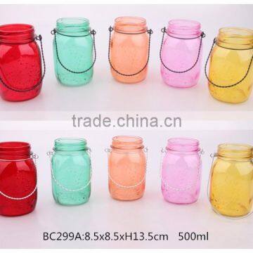 300ml 500ml glass mason jar with sprayed color