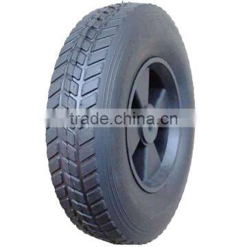 10 inch 10x2.5 plastic rim semi-pneumatic solid rubber wheel for toys, hand trucks, tool carts