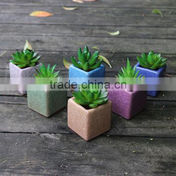 Whosale different colours decoration square ceramic bonsai pots china with hole