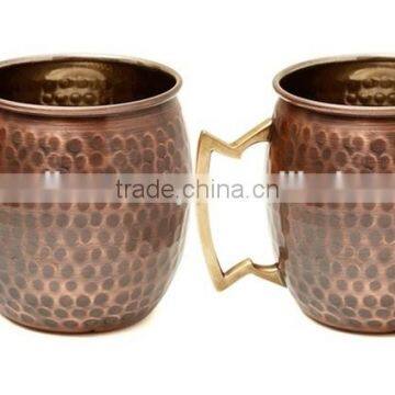 Antique Copper Mugs for Vodka, Moscow Mule Copper Mugs, Hammered Copper Mugs photo-2