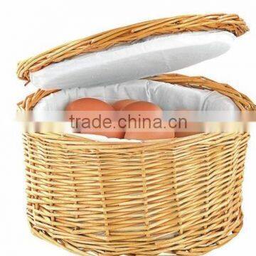 wholesale round willow wicker egg basket chicken egg storage basket with lid