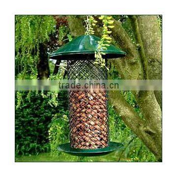 Antique Bird Feeder, Green Net Bird feeder with metal Tray