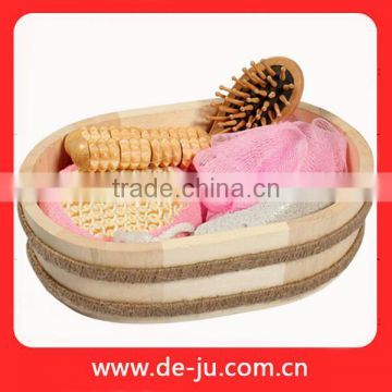 Small Cheap Massager Six Sisal Handle Wood Bath Set