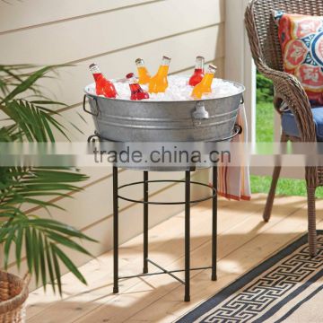 Galvanized large party Round metal beverage tub with stand